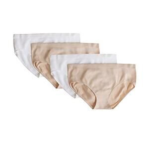 Fruit of the Loom Girls Large 4-Pack Sand & White Bikini Brief Underwear OS10-27